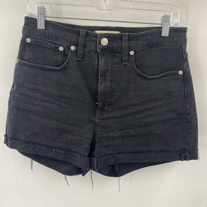 Madewell High Rise Denim Shorts Frayed Hem Black Size 27